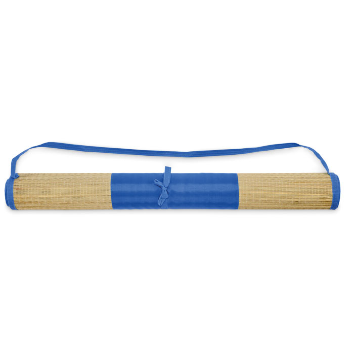 Natte de plage en paille naturelle promotionnelle Rafia Bleu royal